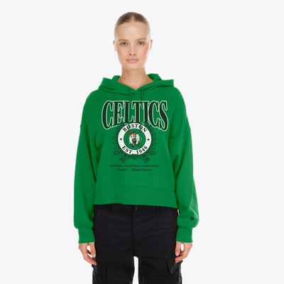 Boston Celtics New Era Women's Dolman Sleeve Boxy Pullover Hoodie - Kelly Green