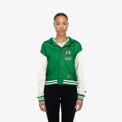 Boston Celtics New Era Women's Hooded Fleece Full-Snap Jacket - Kelly Green