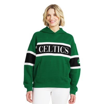  Boston Celtics WEAR by Erin Andrews Women's Stripe Pullover Hoodie - Kelly Green