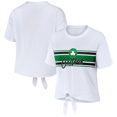  Boston Celtics WEAR by Erin Andrews Women's Tie-Front T-Shirt - White