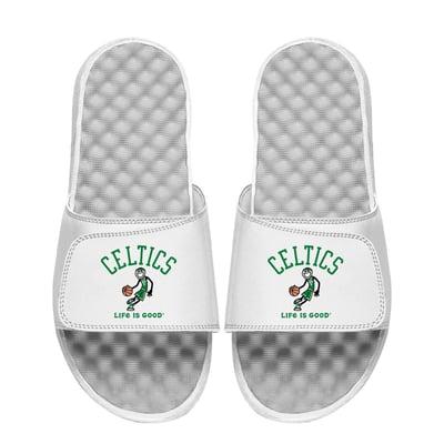  Boston Celtics ISlide Youth Life Is Good Slide Sandals - White