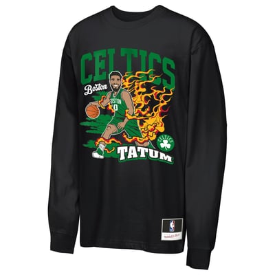 Jayson Tatum Boston Celtics Mitchell & Ness Youth Fired Up Long Sleeve T-Shirt - Black