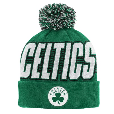 Boston Celtics Outerstuff Youth Cuffed Knit Hat with Pom - Kelly Green