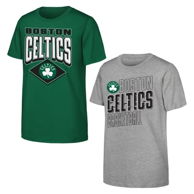 Boston Celtics Outerstuff Youth Trench Kings 2-Pack T-Shirt Set - Kelly Green/Gray