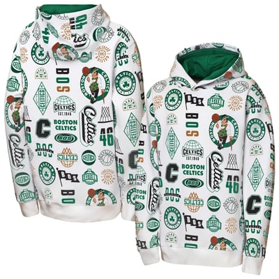 Boston Celtics Outerstuff Youth 3-and-D Allover Hoodie - White