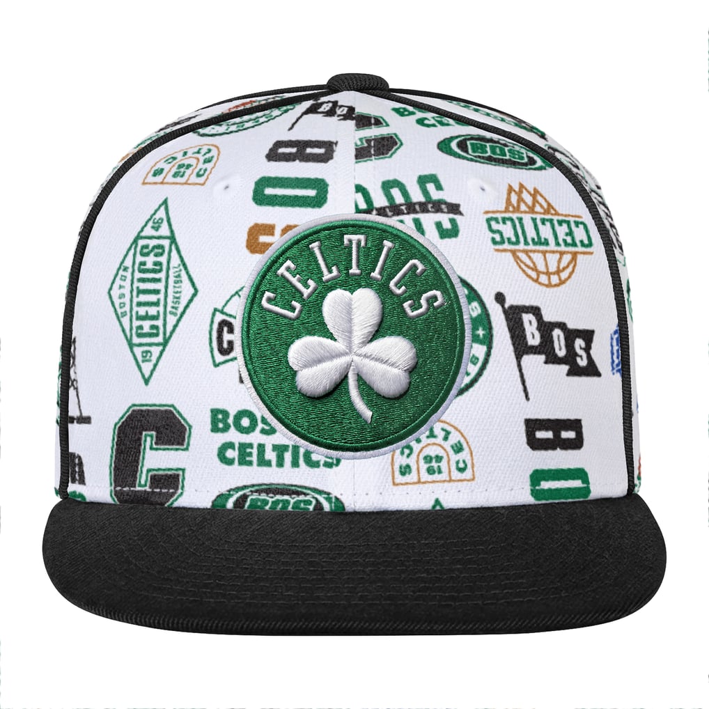 Boston Celtics Outerstuff Youth Piped Up Snapback Hat - White
