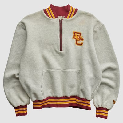 Boston College Eagles 90s 1/2 Zip Sweatshirt - Heather Gray - L by Fanatics Real Vintage