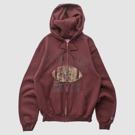 Boston College Eagles Champion 2000s Hooded Full Zip Sweatshirt - Maroon - XS by Fanatics Real Vintage