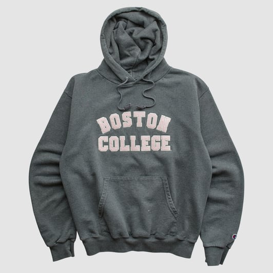Boston College Eagles Champion 2000s Hooded Pullover Sweatshirt - Charcoal - XS by Fanatics Real Vintage