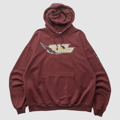 Boston College Eagles Champion 2000s Hooded Pullover Sweatshirt - Maroon - L by Fanatics Real Vintage