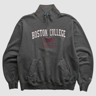 Boston College Eagles Champion 2010s 1/4 Zip Sweatshirt - Charcoal - XL by Fanatics Real Vintage