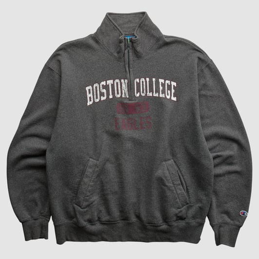 Boston College Eagles Champion 2010s 1/4 Zip Sweatshirt - Charcoal - XL by Fanatics Real Vintage