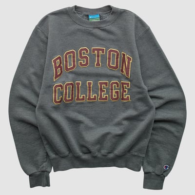 Boston College Eagles Champion 2010s Pullover Sweatshirt - Dark Heather Gray - XS by Fanatics Real Vintage