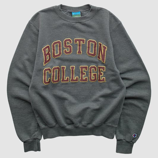 Boston College Eagles Champion 2010s Pullover Sweatshirt - Dark Heather Gray - XS by Fanatics Real Vintage