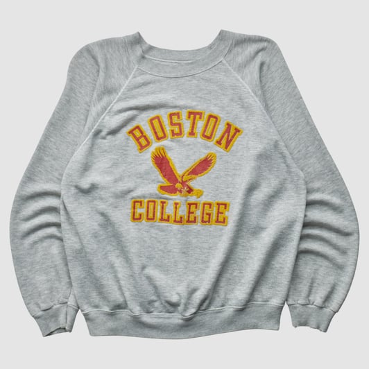 Boston College Eagles Hanes 80s Pullover Sweatshirt - Heather Gray - S by Fanatics Real Vintage