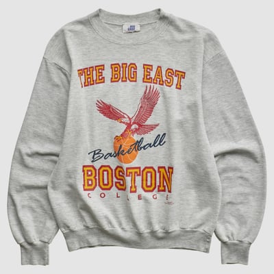 Boston College Eagles The Big East 90s Pullover Sweatshirt - Heather Gray - XS by Fanatics Real Vintage