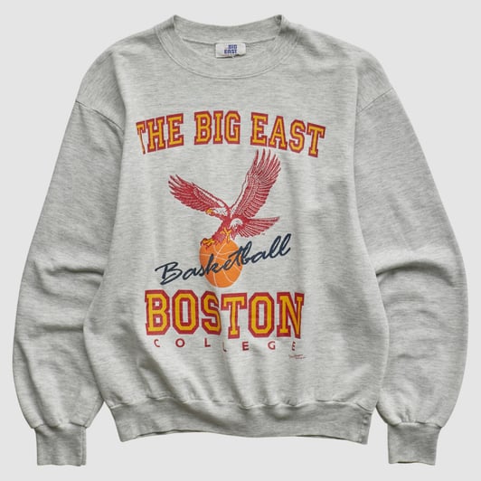Boston College Eagles The Big East 90s Pullover Sweatshirt - Heather Gray - XS by Fanatics Real Vintage