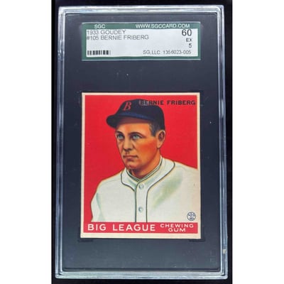 1933 Goudey #105 Bernie Friberg RC SGC 5