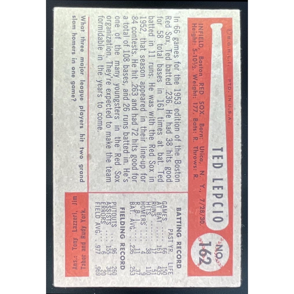 1954 Bowman #162 Ted Lepcio