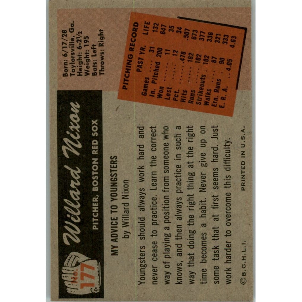 1955 Bowman #177 Willard Nixon