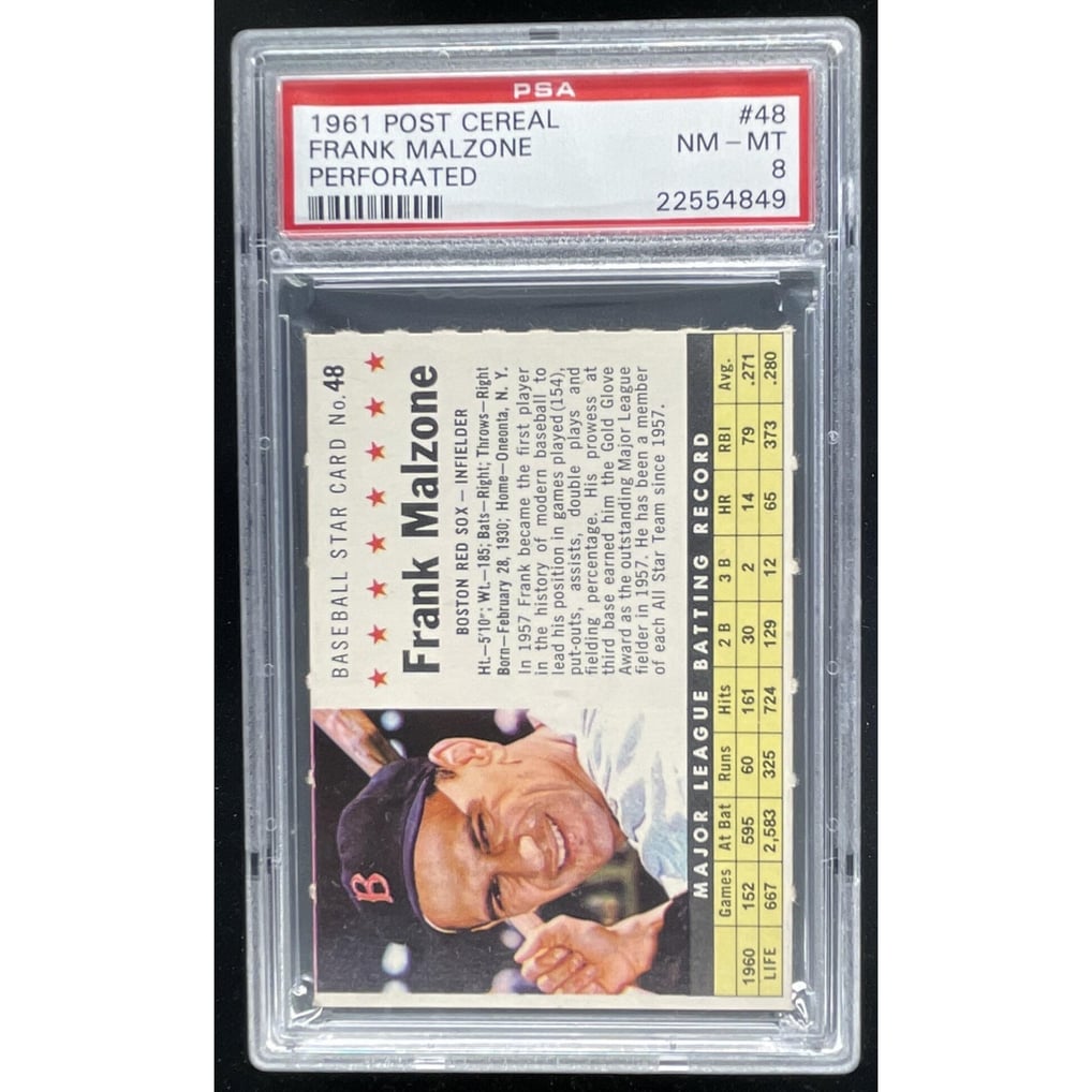1961 Post Cereal Perforated #48 Frank Malzone PSA 8