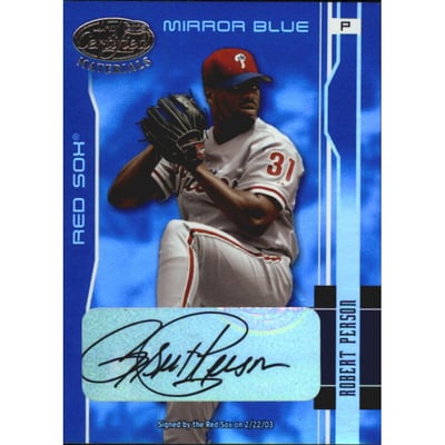 2003 Leaf Certified Materials Mirror Blue Autographs #145 Robert Person/50