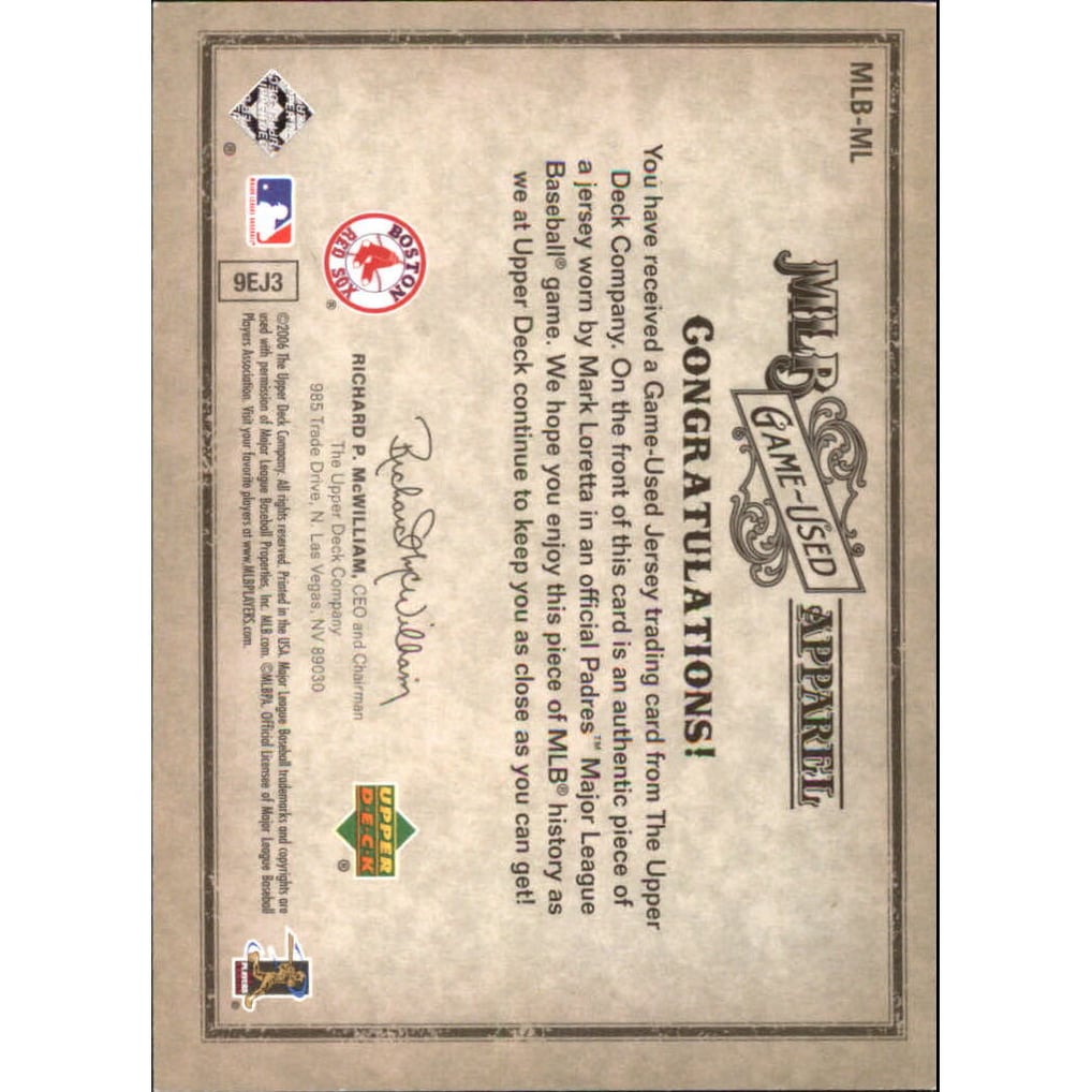 2006 Artifacts MLB Game-Used Apparel #ML Mark Loretta Jsy/325