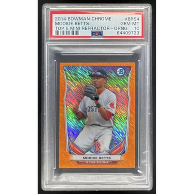 2014 Bowman Chrome #BM-BRS4 Mookie Betts Top 5 Mini Orange Refractor /50 PSA 10