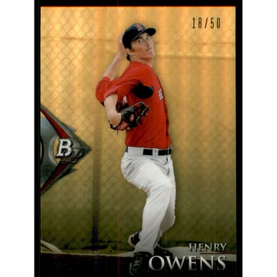 2014 Bowman Platinum Chrome Prospects Gold Refractors #BPCP25 Henry Owens