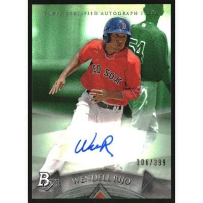 2014 Bowman Platinum Prospect Autographs Green Refractors #APWR Wendell Rijo
