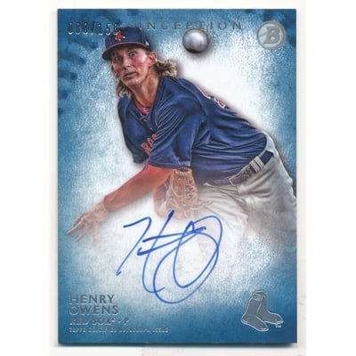 2015 Bowman Inception Prospect Autographs Blue #PAHO Henry Owens