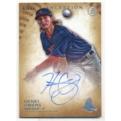 2015 Bowman Inception Prospect Autographs Gold #PAHO Henry Owens