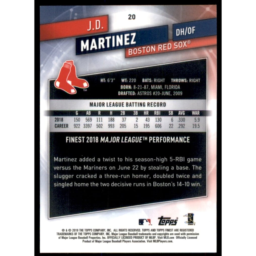 2019 Finest Green Refractors #20 J.D. Martinez