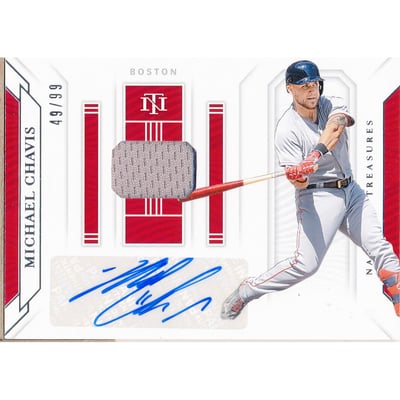 2019 Panini National Treasures Game Gear Signatures #19 Michael Chavis/99