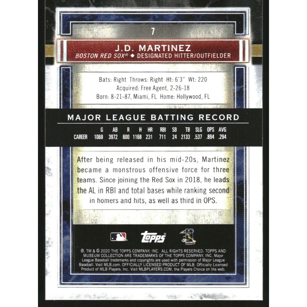 2020 Topps Museum Collection Ruby #7 J.D. Martinez