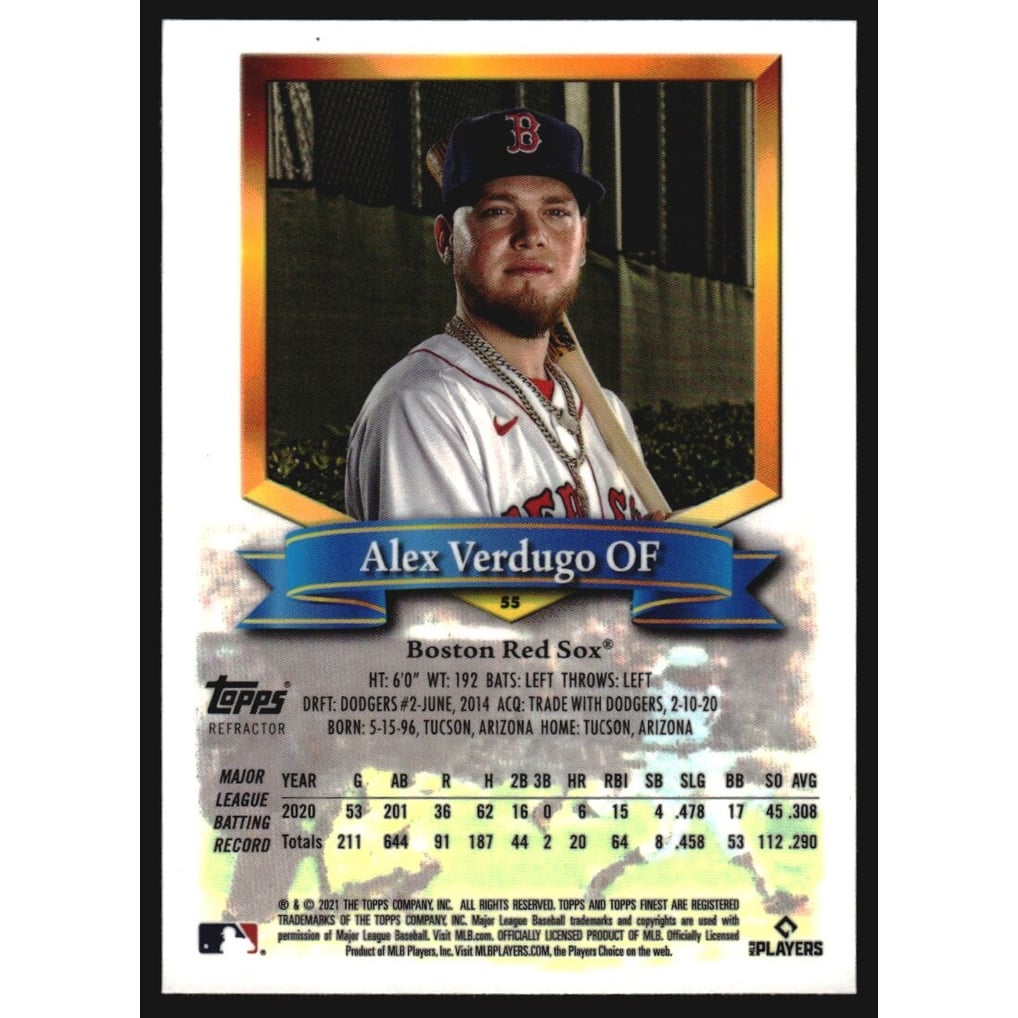 2021 Finest Flashbacks Refractors #55 Alex Verdugo
