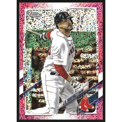 2021 Topps Chrome Magenta Speckle Refractors #95 J.D. Martinez