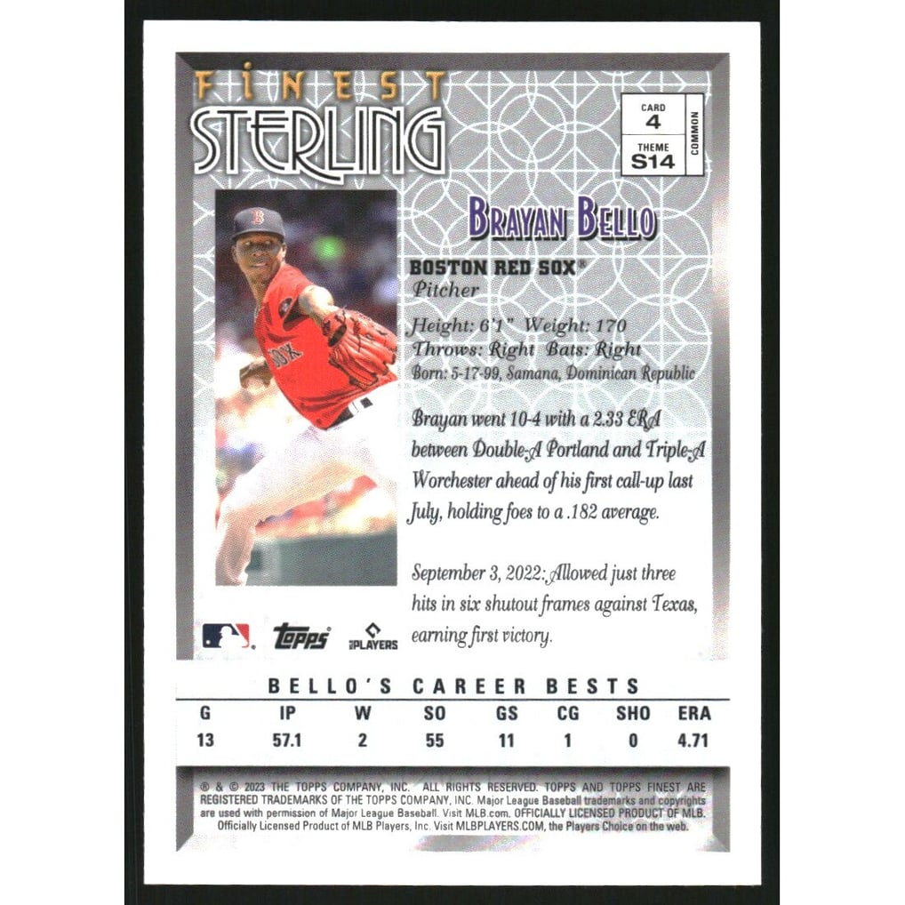 2023 Finest Flashbacks #4 Brayan Bello FS RC