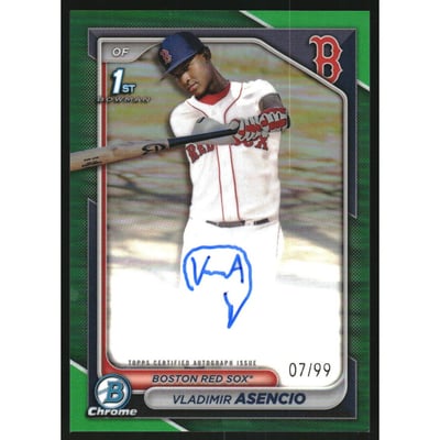 2024 Bowman Chrome Prospect Autographs Green Lava Refractors #CPAVA Vladimir Asencio