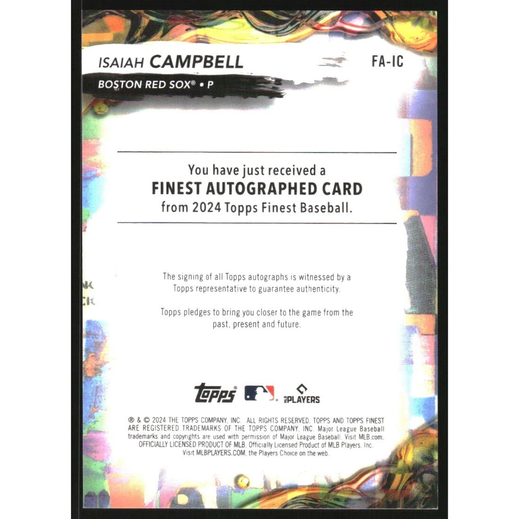 2024 Finest Autographs Green Refractors #FAIC Isaiah Campbell