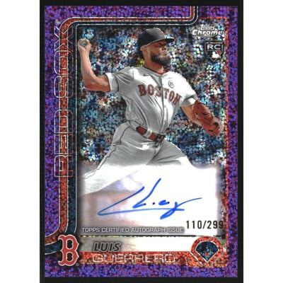 2025 Topps Chrome Rookie Autographs Purple Speckle Refractors #RALGU Luis Guerrero