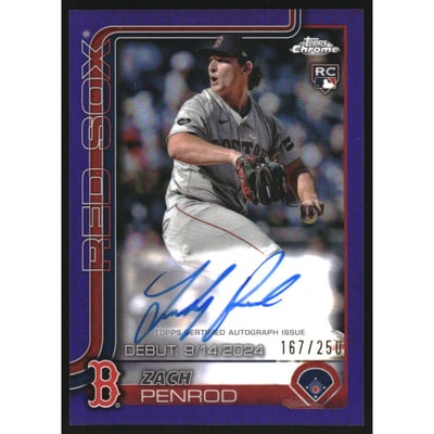 2025 Topps Chrome Update Rookie Debut Autographs Purple Refractors #CRDAZP Zach Penrod