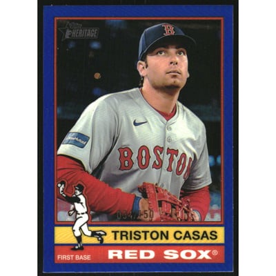 2025 Topps Heritage Chrome Blue Refractors #377 Triston Casas