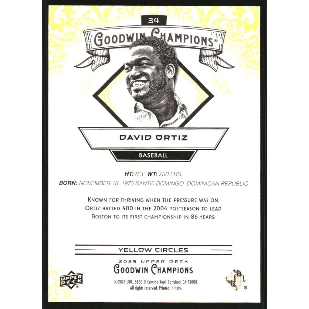 2025 Upper Deck Goodwin Champions Yellow Circles #34 David Ortiz