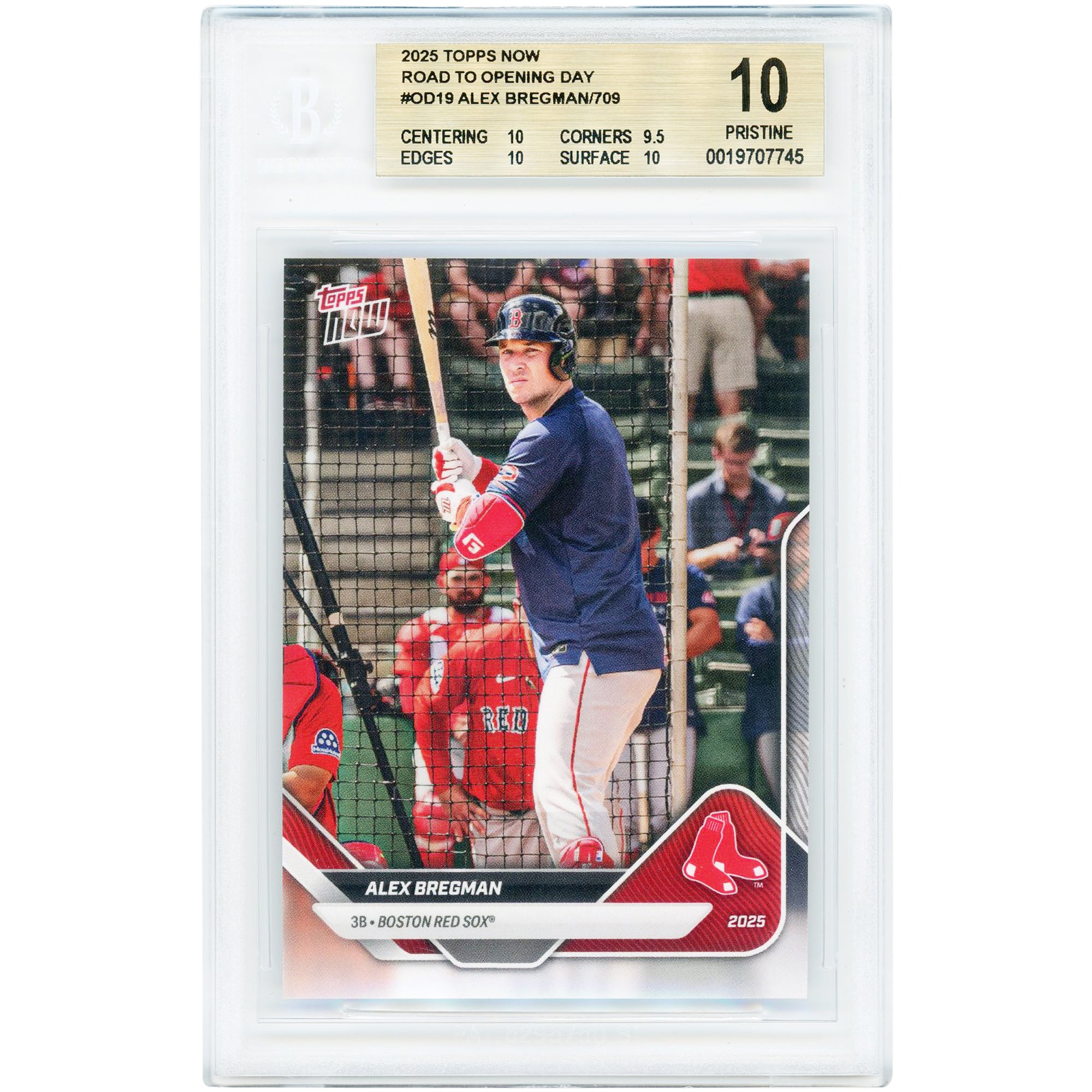 Alex Bregman Boston Red Sox 2025 Topps Now Road to Opening Day #OD-19 BGS Authenticated 10 Card - 10,9.5,10,10 Subgrades