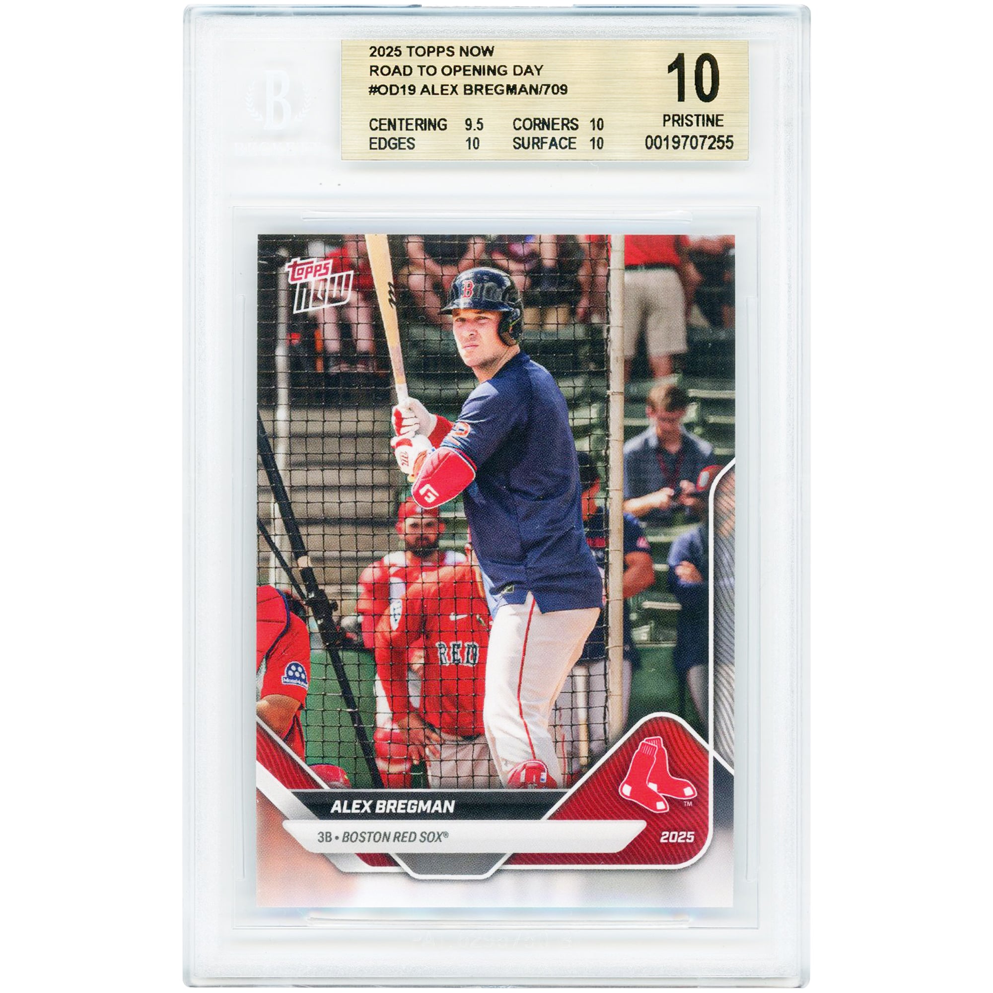 Alex Bregman Boston Red Sox 2025 Topps Now Road to Opening Day #OD-19 BGS Authenticated 10 Card - 9.5,10,10,10 Subgrades