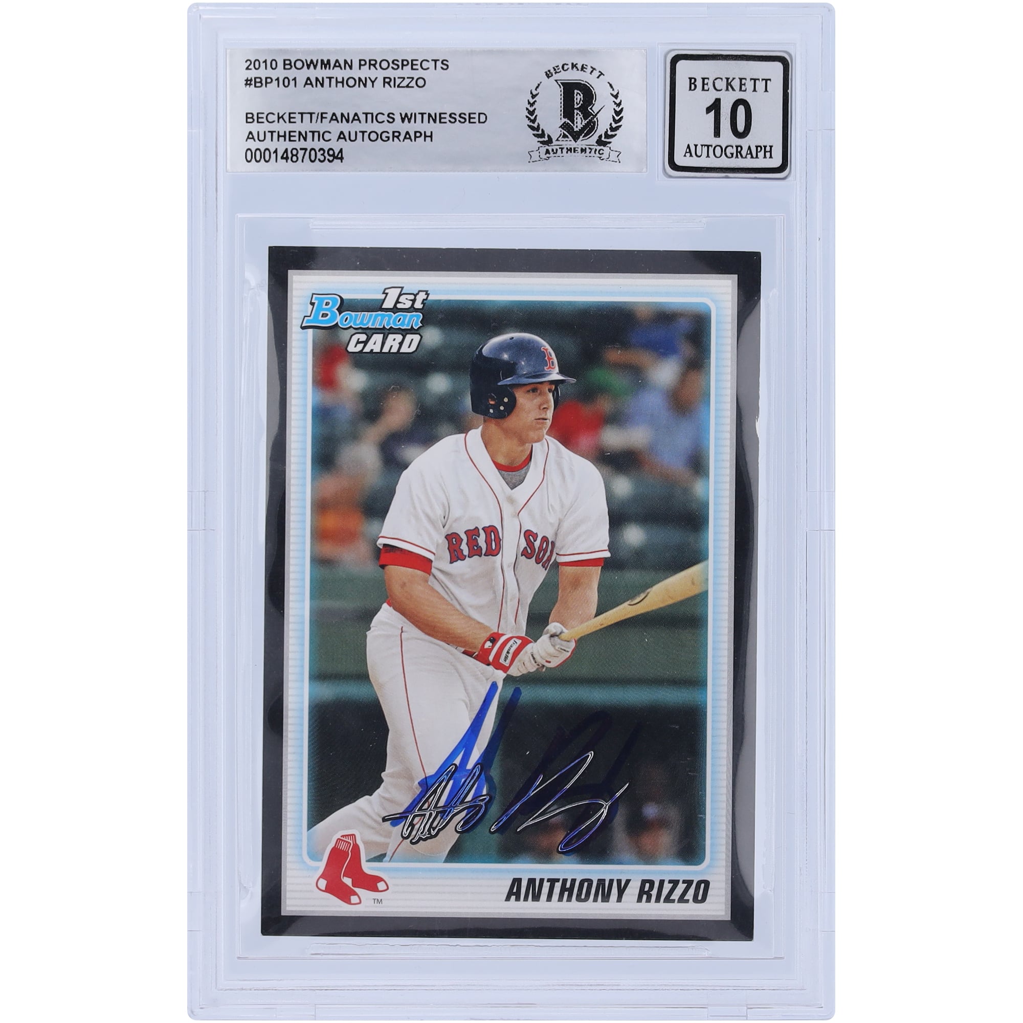 Anthony Rizzo Boston Red Sox Autographed 2010 Bowman Prospects Black ...