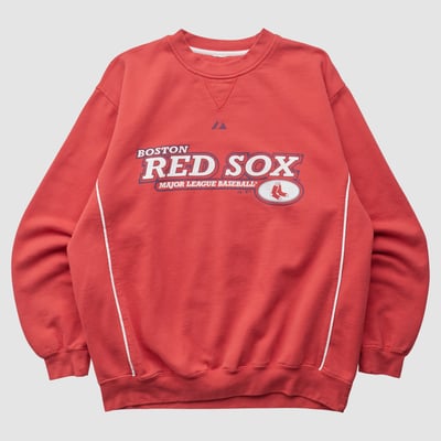 Boston Red Sox Majestic 2000s Pullover Sweatshirt - Red - L by Fanatics Real Vintage