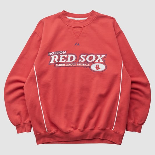 Boston Red Sox Majestic 2000s Pullover Sweatshirt - Red - L by Fanatics Real Vintage