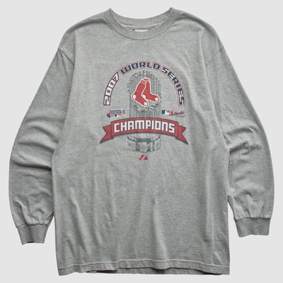 Boston Red Sox Majestic 2007 Long Sleeve T-shirt - Heather Gray - M by Fanatics Real Vintage